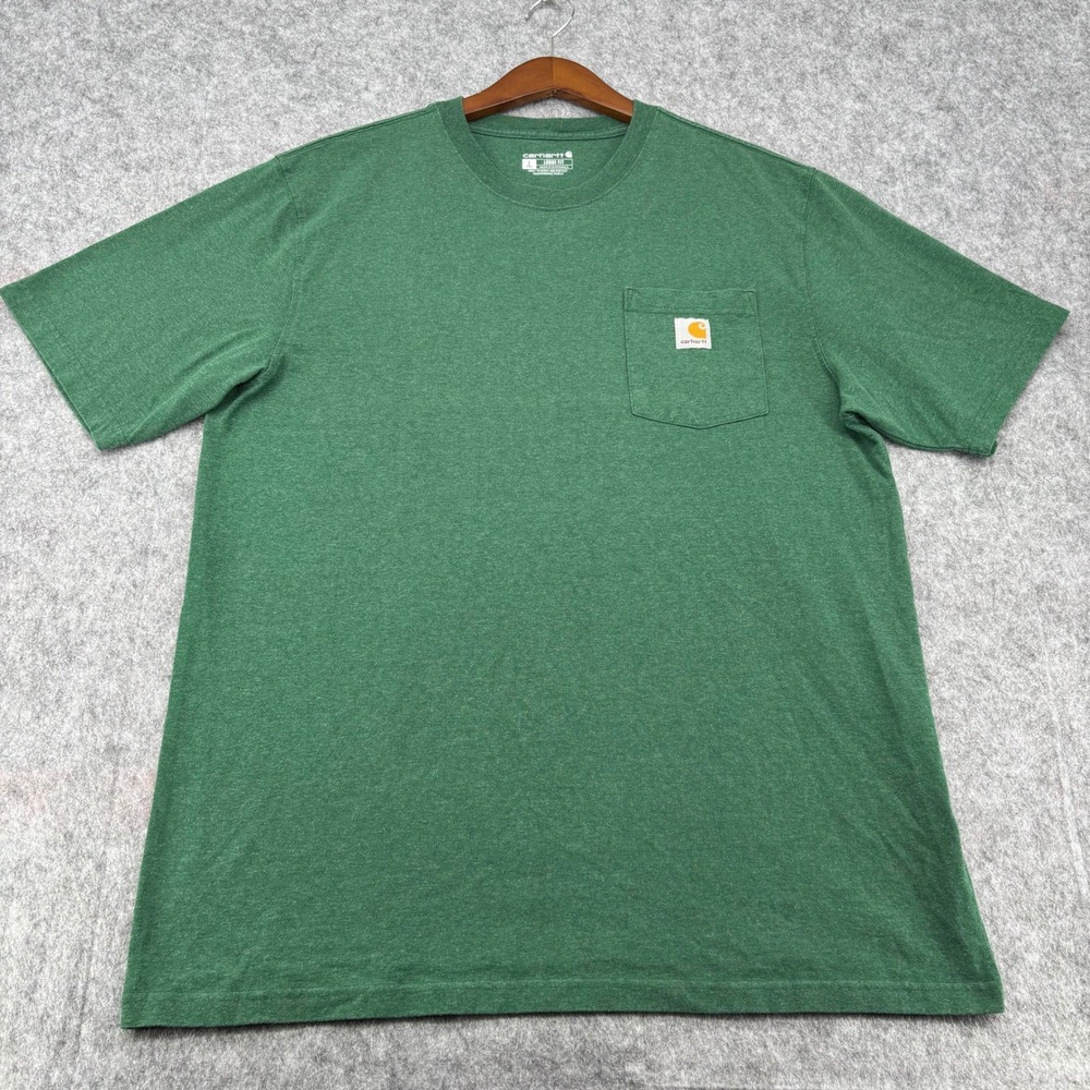 Carhartt K87 Mens Large Tall Green Heather Loose Fit Short Sleeve Pocket T-Shirt